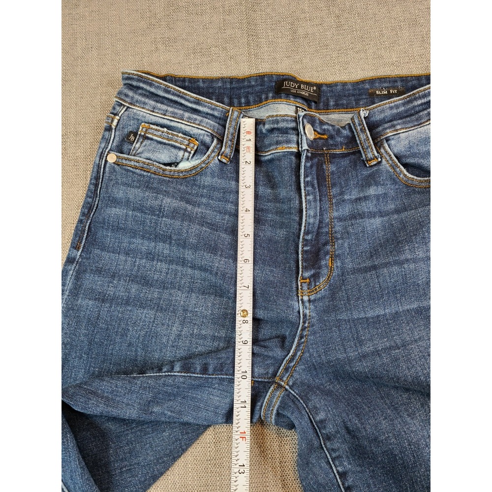 Judy Blue Jeans Womens 11/30 Slim Fit Mid Rise Distressed Denim Stretch Pants - Picture 6 of 8